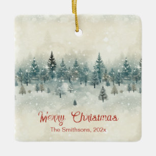 Ornement En Céramique Pins neigeux Vintages