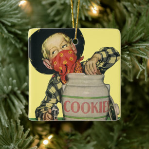 Ornement En Céramique Pistolet Jouet Cowboy Vintage Main dans le Pot à B