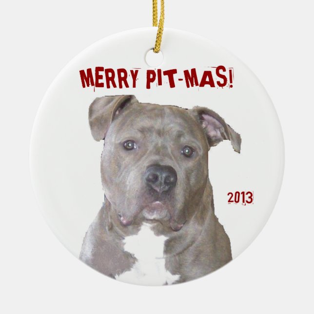 ORNEMENT EN CÉRAMIQUE PITBULL JOYEUX PIT-MAS (Devant)