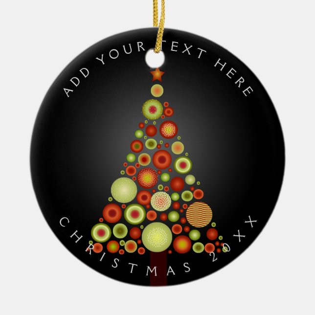 Ornement En Céramique PixDezines Arbre d'ornements de Noël rétro (Devant)