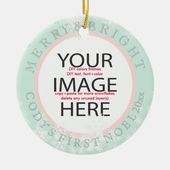 Ornement En Céramique PixDezines nos premières photos de Noël/do-it-your (Devant)