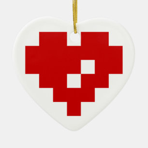 Ornement En Céramique Pixel Coeur 8 bits Amour