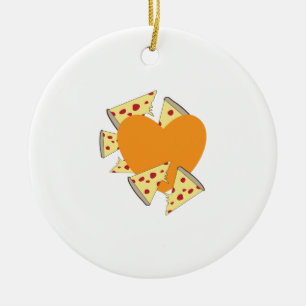 Ornement En Céramique Pizza de coeur