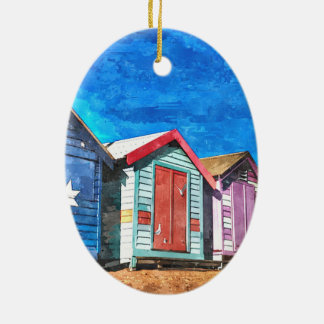 Ornement En Céramique Plage de Brighton baignant des boîtes
