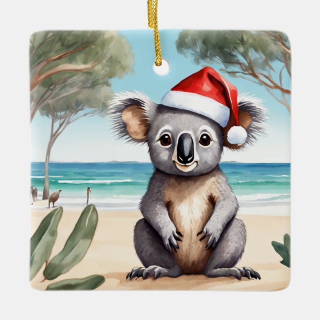 Ornement En Céramique Plage personnalisée Koala Bear Noël australien (Devant)