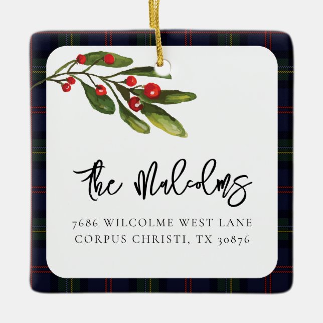 Ornement En Céramique Plaid Elegant Rustic Classic Tartan Photo Famille (Devant)