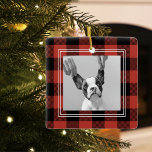 Ornement En Céramique Plaid rouge Buffalo moderne | Photo de chien<br><div class="desc">Plaid rouge Buffalo moderne | Photo de chien</div>