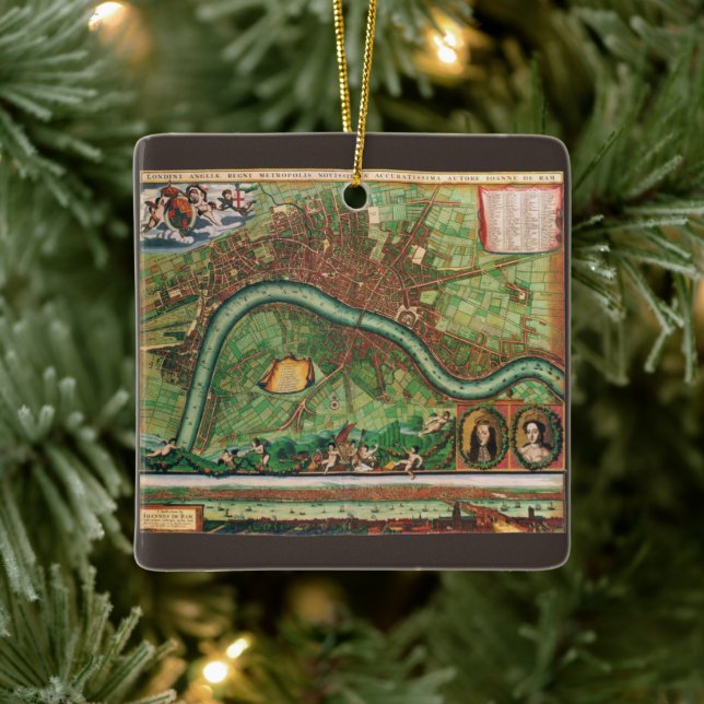 Ornement En Céramique Plan antique des rues de Londres par Johannes de R (Arbre)