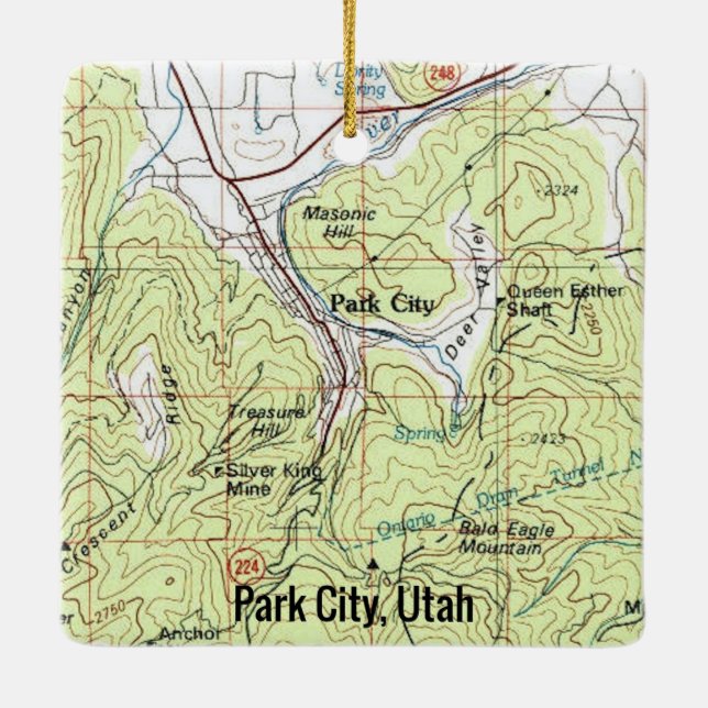 Ornement En Céramique Plan topo de Park City Utah (Dos)