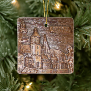 ORNEMENT EN CÉRAMIQUE PLAQUE EN CUIVRE FAITE À LA MAIN DE KRAKOW, POLOG