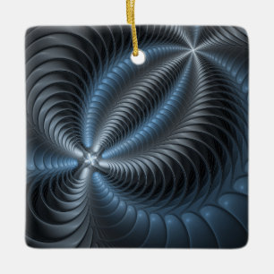 Ornement En Céramique Plastique bleu gris 3D Fractal Art moderne Abstrai