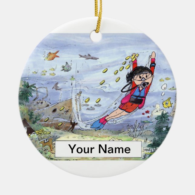 Ornement En Céramique Plongeur autonome - femelle (Devant)