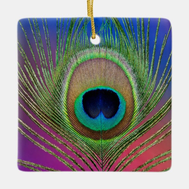 Ornement En Céramique Plume de queue d'un paon (Devant)