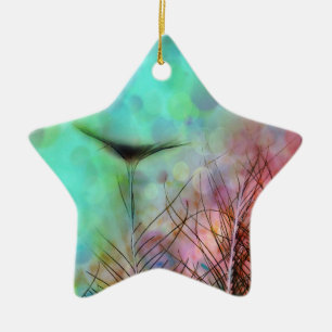 Ornement En Céramique Plumes Pastel Peacock