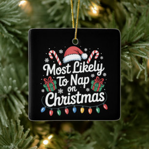 Ornement En Céramique Plus susceptible de faire la sieste à Noël tenue d