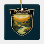 Ornement En Céramique Poconos Pennsylvania Travel Art Vintage<br><div class="desc">Monts Pocono dans un style vectoriel. Les monts Pocono,  ou Poconos,  englobent des pics forestiers,  des lacs et des vallées en Pennsylvanie.</div>