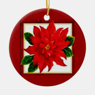Ornement En Céramique Poinsettia encadrée