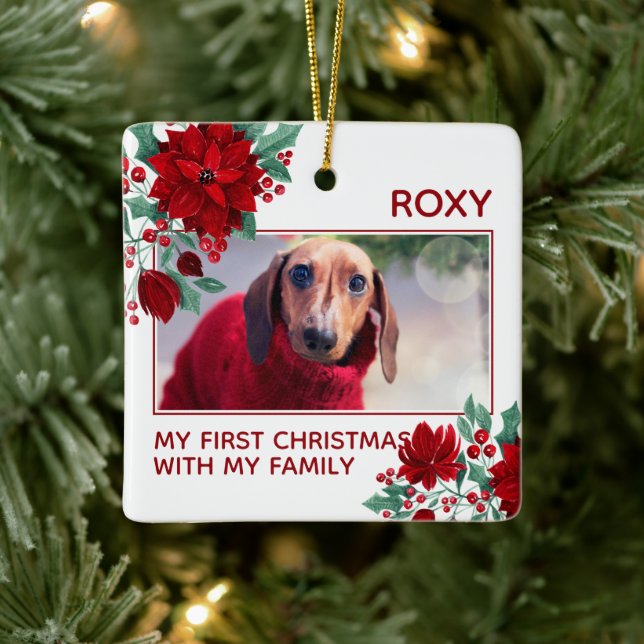 Ornement En Céramique Poinsettia Flowers Ivy Feuille Noël Animaux (Arbre)