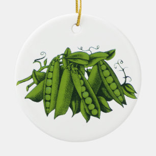 Ornement En Céramique Pois à sucres vintages, Légumes alimentaires sains