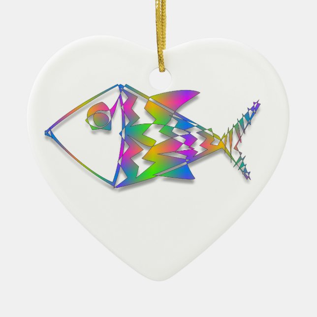 Ornement En Céramique Poisson Abstrait (Devant)