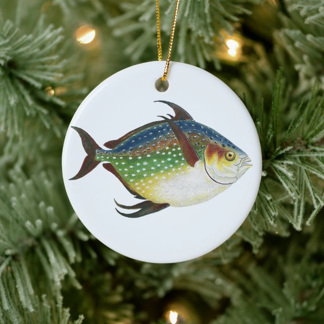 Ornement En Céramique Poisson Opah tropical, animal aquatique marin Vint (Arbre)