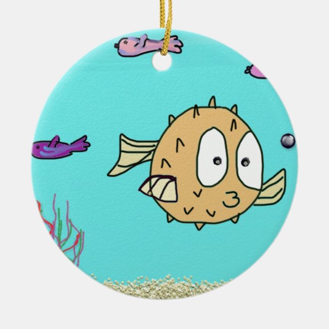 Ornement En Céramique poissons de coup (Devant)