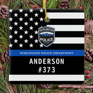 Ornement En Céramique Police Département Blue Custom Logo Police Applica
