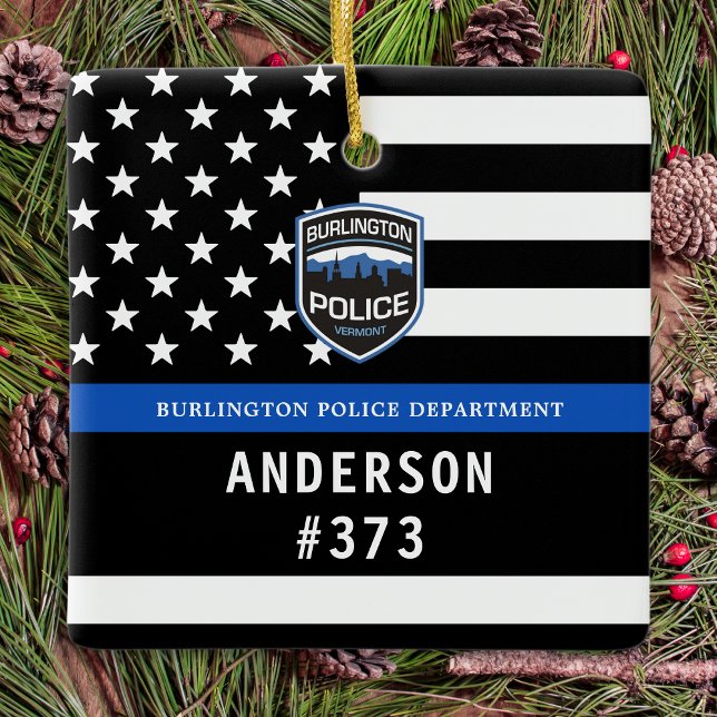 Ornement En Céramique Police Département Blue Custom Logo Police Applica (Créateur téléchargé)
