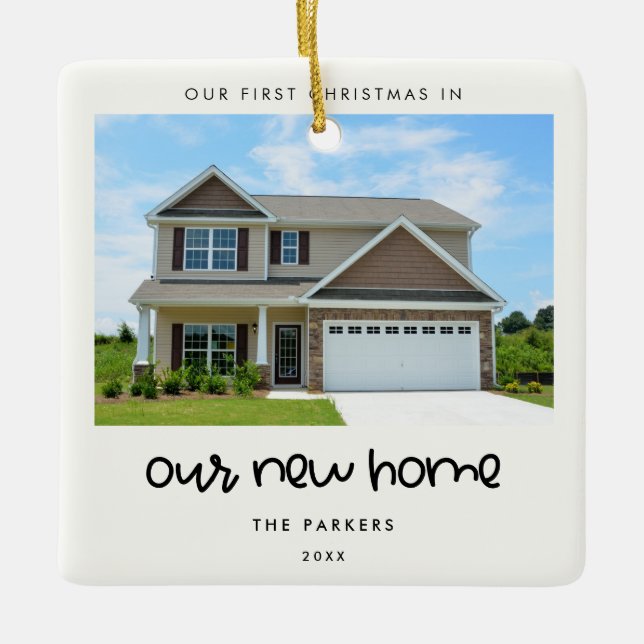 Ornement En Céramique police mignonne Premier Noël dans notre nouvelle m (Devant)