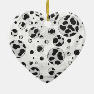 Ornement En Céramique Polka en Dalmatie noir et blanc