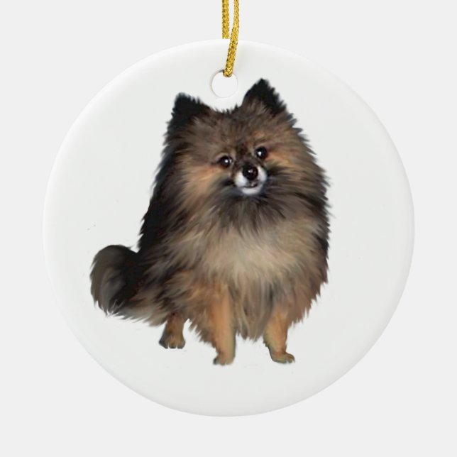 Ornement En Céramique Pomeranian -  bringé (Devant)