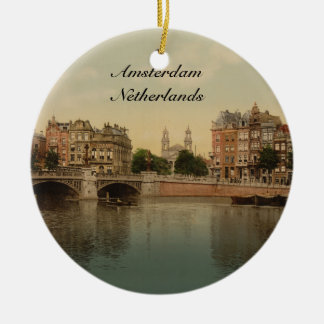 Ornement En Céramique Pont bleu et la rivière d'Amstel, Amsterdam