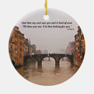 Ornement En Céramique Pont de Florence avec la citation d'amour