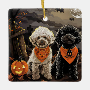 Ornement En Céramique Poodle Halloween Épouvantable