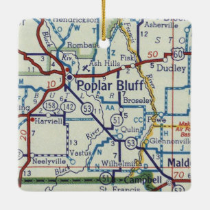 Ornement En Céramique Poplar Bluff MO Vintage Map