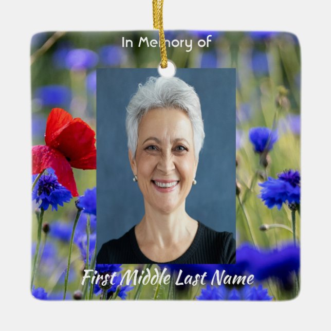 Ornement En Céramique Poppy Cornflower Meadow Memorial Pocket Keepsake (Devant)