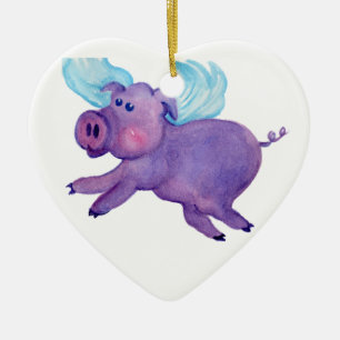 Ornement En Céramique Porc pourpre de vol
