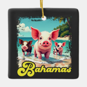 Ornement En Céramique Porcs nageurs des Bahamas - Aventure à Exuma Pig B