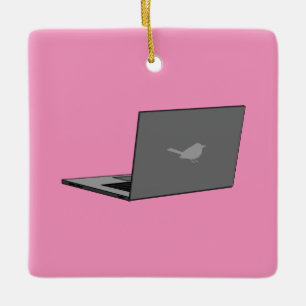 Ornement En Céramique Portable gris avec logo d'oiseau