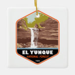 Ornement En Céramique Porto Rico forestière nationale d'El Yunque Vintag<br><div class="desc">Conception de l'oeuvre vectorielle de la forêt nationale El Yunque. La forêt nationale d'El Yunque est une forêt tropicale dans le nord-est de la Porto Rico.</div>