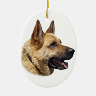 Ornement En Céramique Portrait de chien berger allemand alsacien
