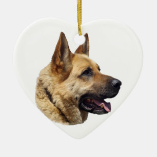 Ornement En Céramique Portrait de chien berger allemand alsacien