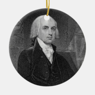 Ornement En Céramique Portrait de James Madison, gravé par William A.