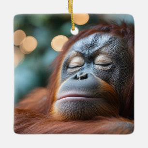 Ornement En Céramique Portrait d'orang-outan animal sauvage se relaxant