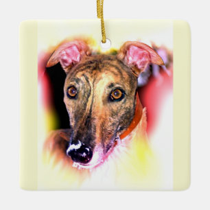Ornement En Céramique Portrait d'un chien de lévriers