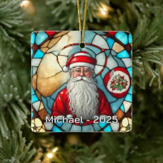 Ornement En Céramique Portrait élégant du Père Noël