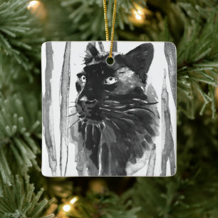 Ornement En Céramique Portrait Panther