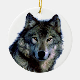 Ornement En Céramique Portrait Wolf