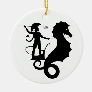 Ornement En Céramique Poseidon, dessin de relief grec