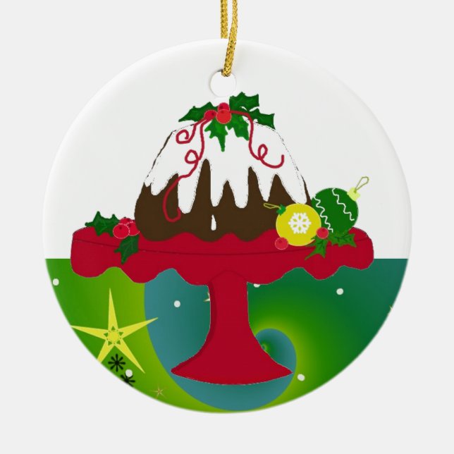 Ornement En Céramique Pouding de Noël (Devant)